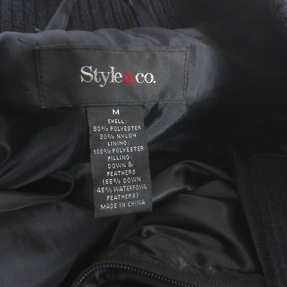 Vintage Style & Co Black Faux Fur Puffer Jacket Coat Detachable Hood Size Medium - Picture 5 of 9